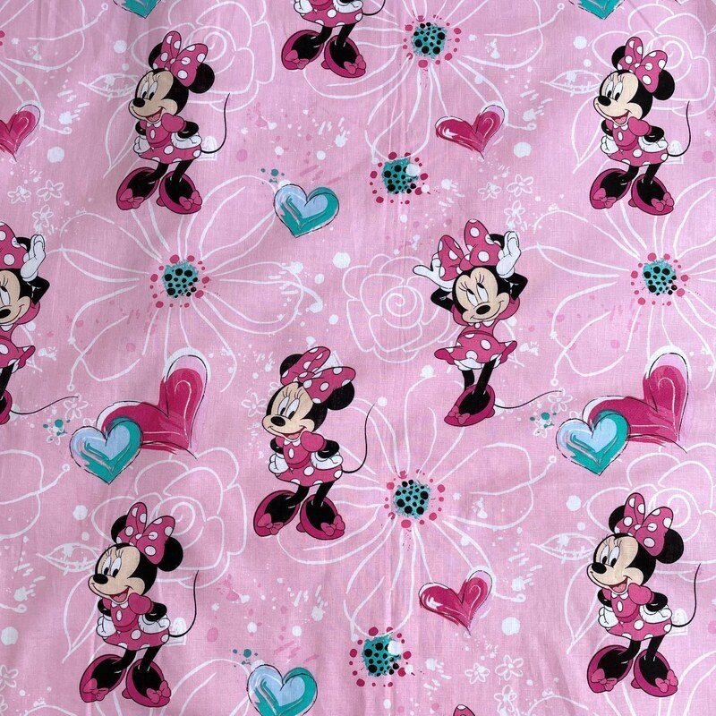 Jerry Fabrics Bavlněné napínací prostěradlo 90x200 + 25 cm - Minnie "Flowers 02"