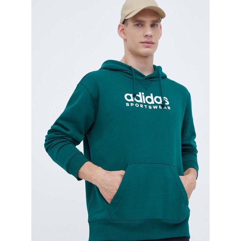 Mikina adidas pánská, zelená barva, s kapucí, s aplikací - GLAMI.cz