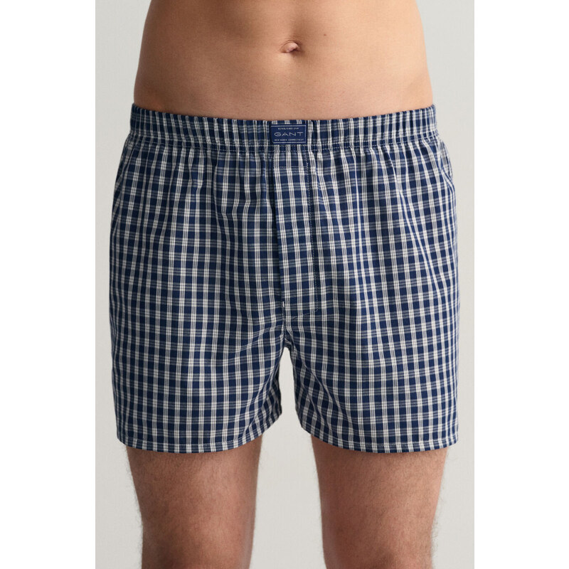 SPODNÍ PRÁDLO GANT STRIPE AND CHECK BOXER SHORTS 2-P modrá M