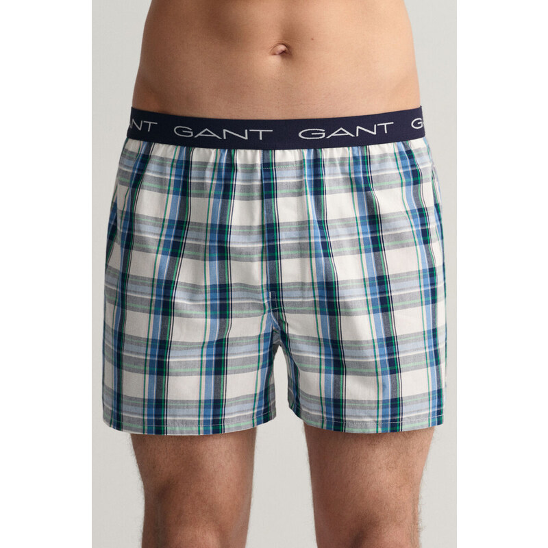 SPODNÍ PRÁDLO GANT CHECK AND STRIPE BOXER SHORTS 2-P modrá M