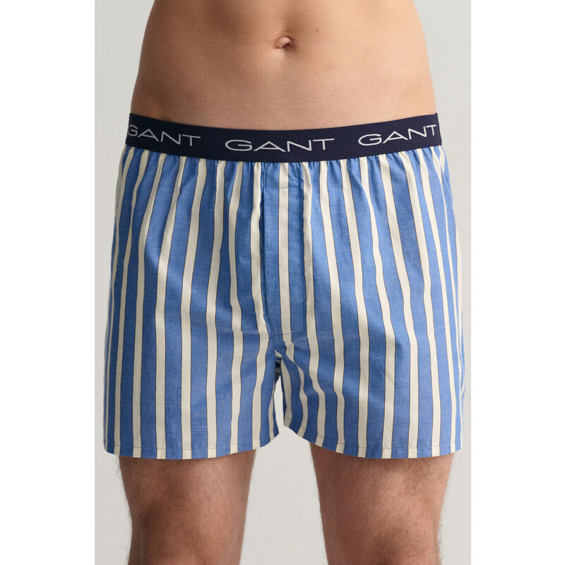 SPODNÍ PRÁDLO GANT CHECK AND STRIPE BOXER SHORTS 2-P modrá M