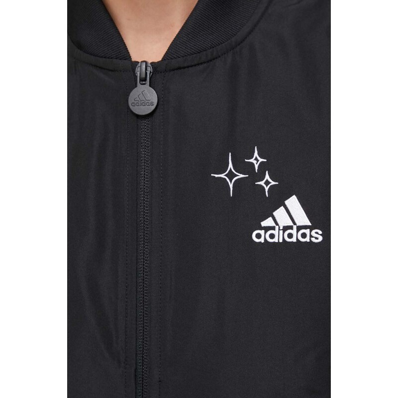 Bunda adidas dámská, černá barva, přechodná