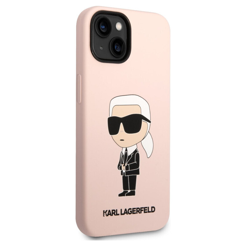Apple iPhone 14 Karl Lagerfeld Liquid Silicone Ikonik NFT pouzdro růžová