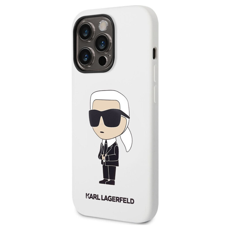 Apple iPhone 14 Pro Max Karl Lagerfeld Liquid Silicone Ikonik NFT pouzdro bílá