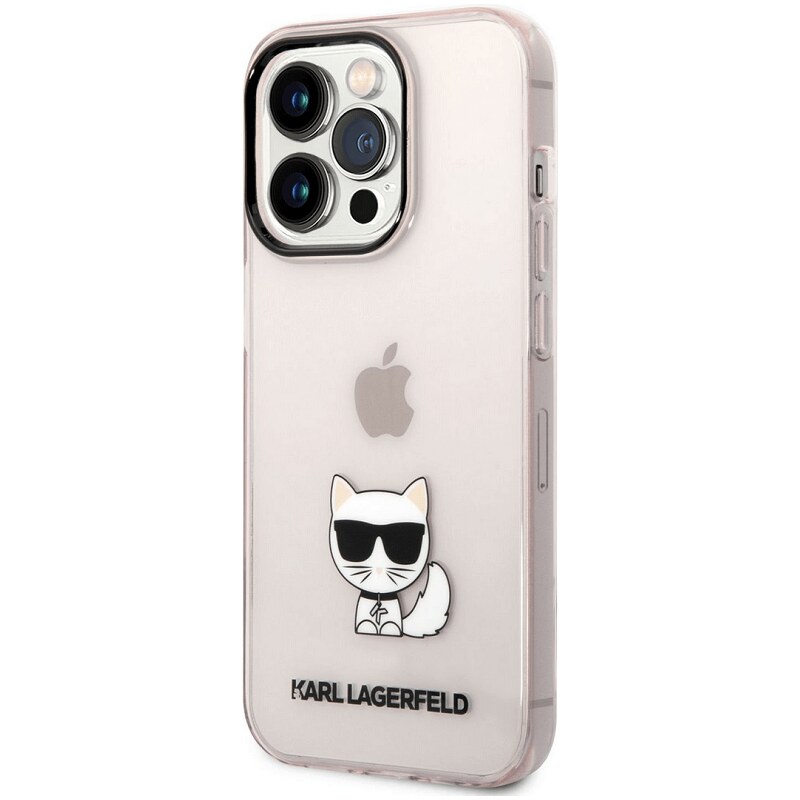 Apple iPhone 14 Pro Max Karl Lagerfeld Choupette Logo pouzdro růžová