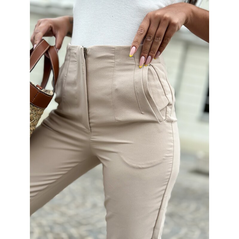 Pants beige Och Bella OB-067.beige