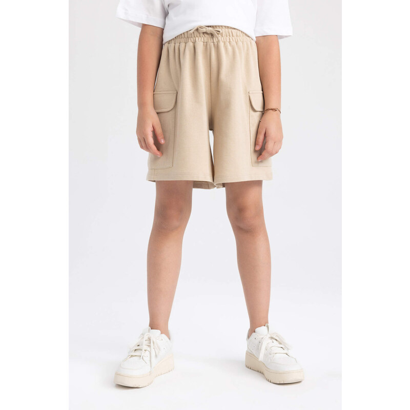 DEFACTO Girls Cargo Fit Sweatshirt Fabric Shorts
