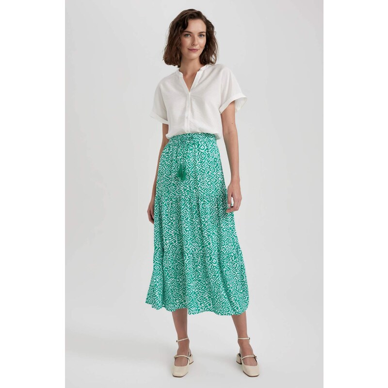 DEFACTO Crinkle Viscose Midi Skirt