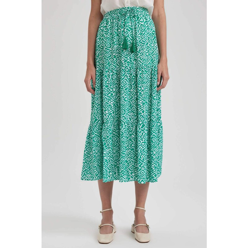 DEFACTO Crinkle Viscose Midi Skirt