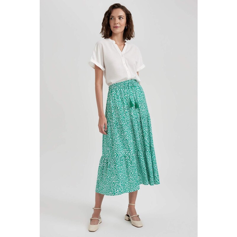 DEFACTO Crinkle Viscose Midi Skirt