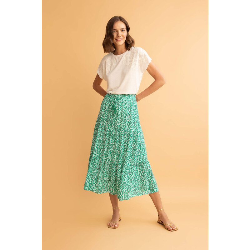 DEFACTO Crinkle Viscose Midi Skirt