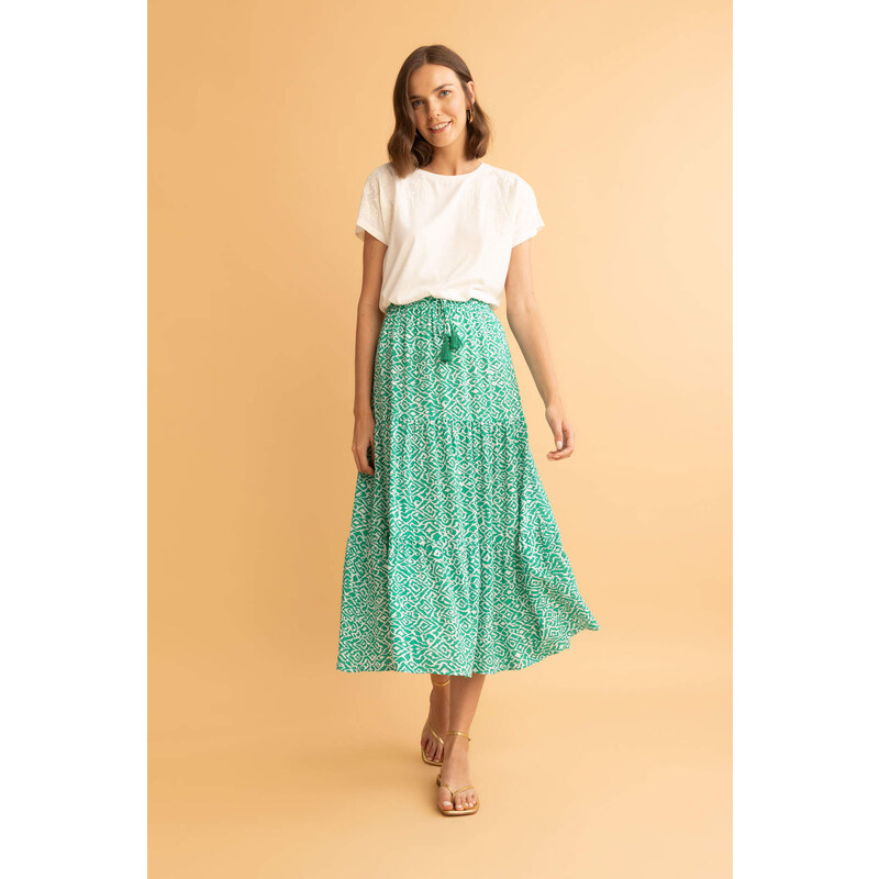 DEFACTO Crinkle Viscose Midi Skirt