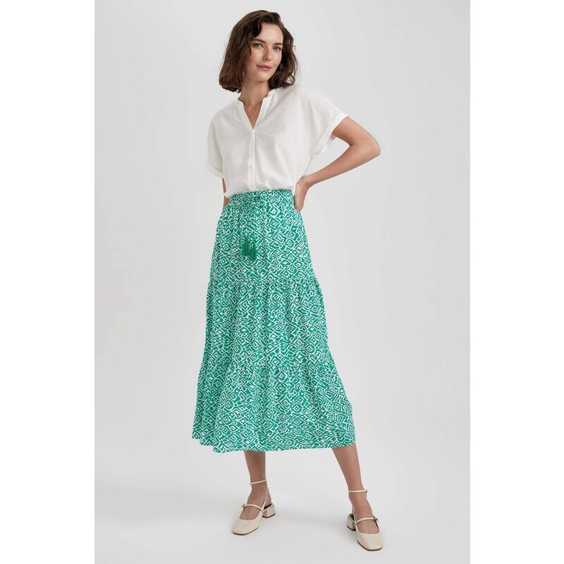 DEFACTO Crinkle Viscose Midi Skirt