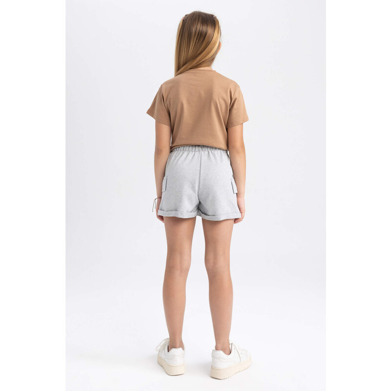 DEFACTO Girl Cargo Fit Sweatshirt Fabric Shorts