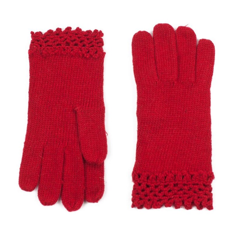 Art of Polo Vlněné rukavičky s krajkou červené