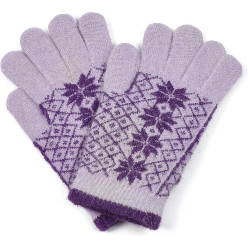 Art of Polo Angorské květované rukavice fialkové