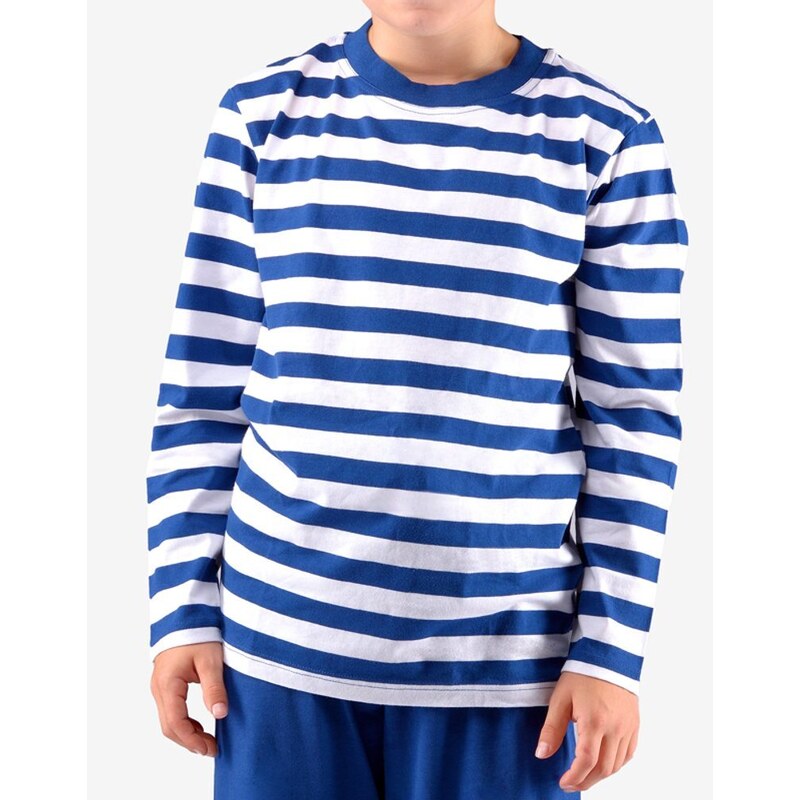 GINA Dětské dlouhé chlapecké pyžamo s pruhovaným tričkem 69005P - lékořice bílá