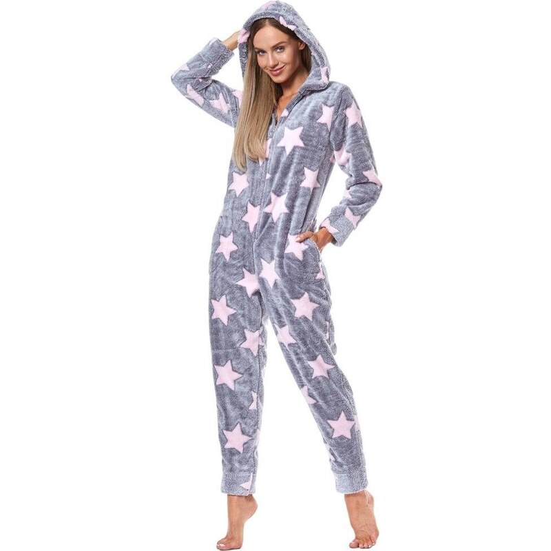 L&L Dámský soft overal Ellie šedý hvězdy 84901381