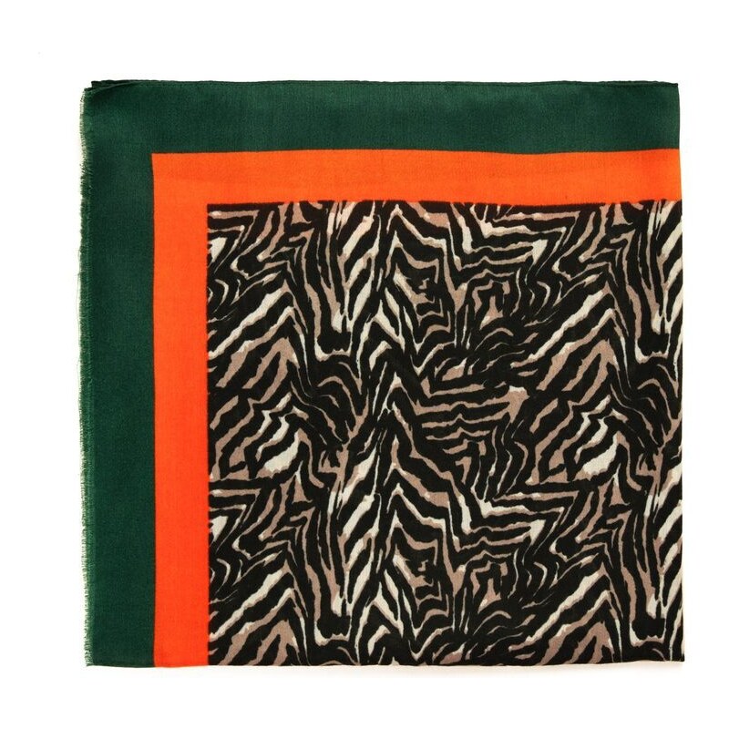 Art of Polo Stylová šála zdobená zvířecím motivem tmavě zelená