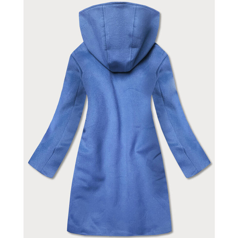 Ann Gissy Světle modrý krátký dámský kabát s kapucí (GSQ2311)