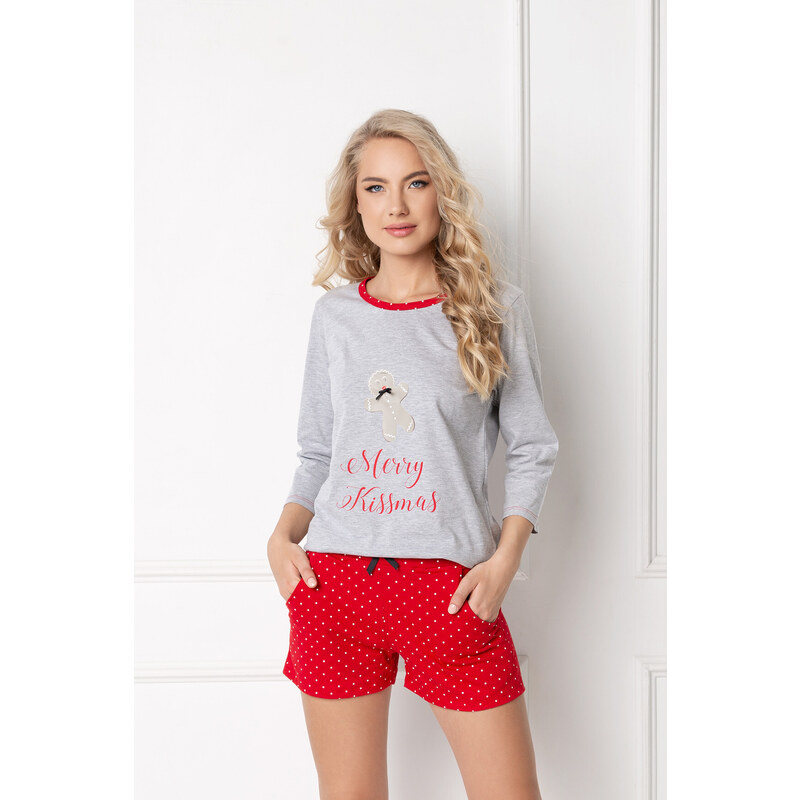 Pyžamo Cookie Short Grey-Red - Aruelle