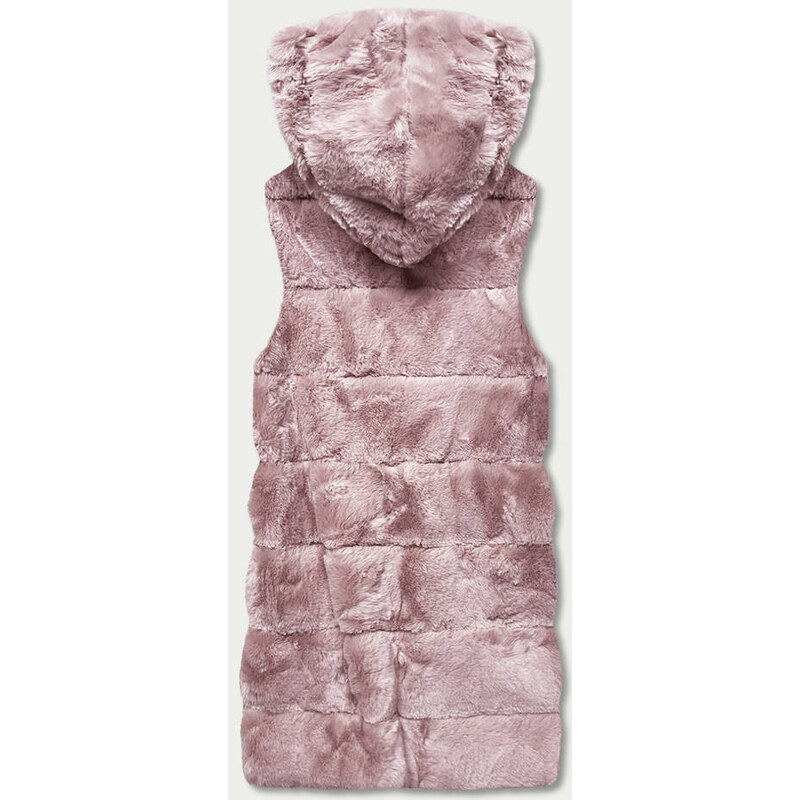 S'WEST Růžová kožešinová vesta s kapucí (BR8060-81)