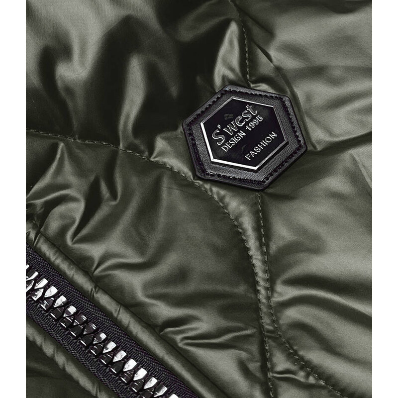 Dámská vesta v khaki barvě s kapucí model 18019238 - SWEST