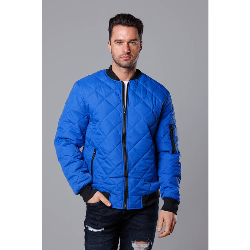 Modrá prošívaná pánská bunda typu bomber model 18344889 - J
