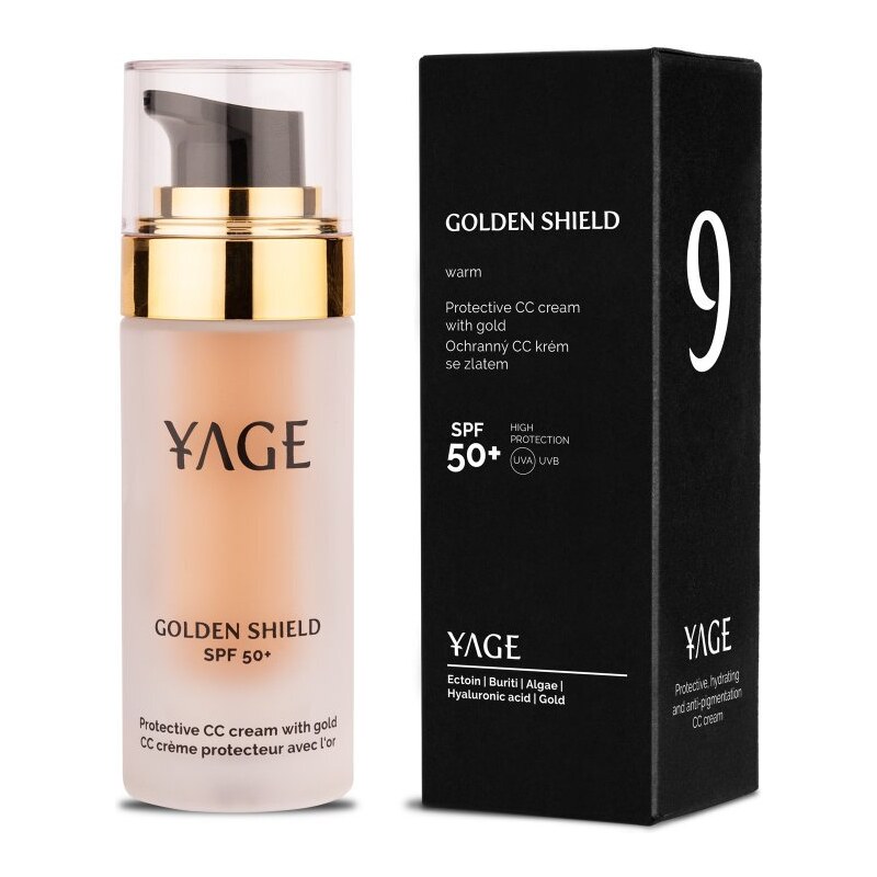 YAGE ORGANICS č. 9 GOLDEN SHIELD - Ochranný CC krém se zlatem s SPF 50+