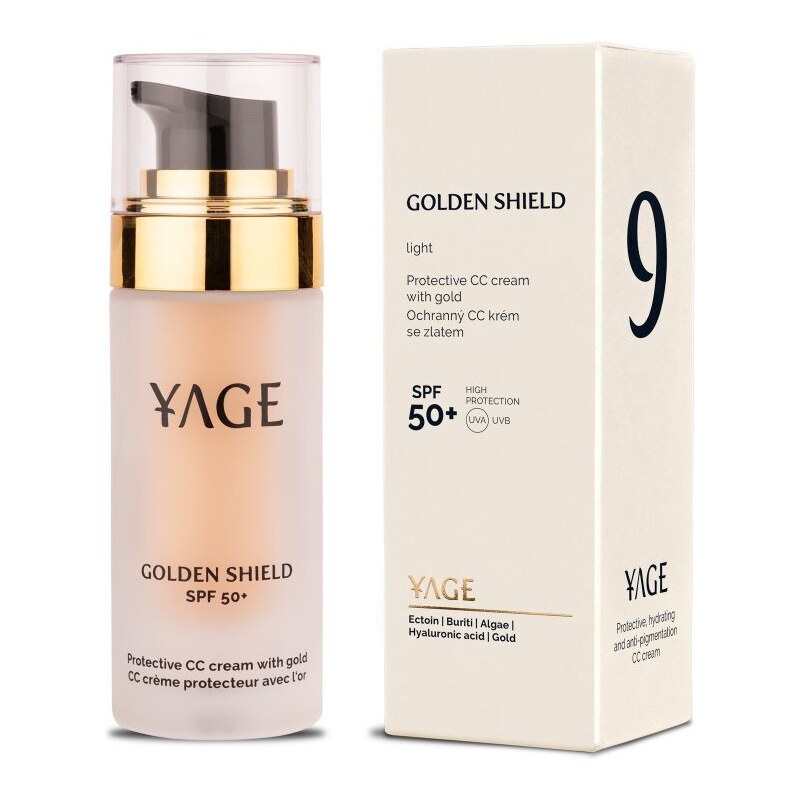 YAGE ORGANICS č. 9 GOLDEN SHIELD - Ochranný CC krém se zlatem s SPF 50+