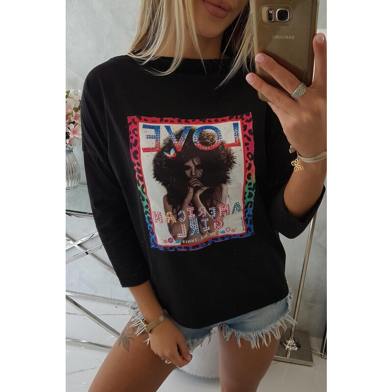dívčí halenka černá S/M L/XL model 18743832 - K-Fashion