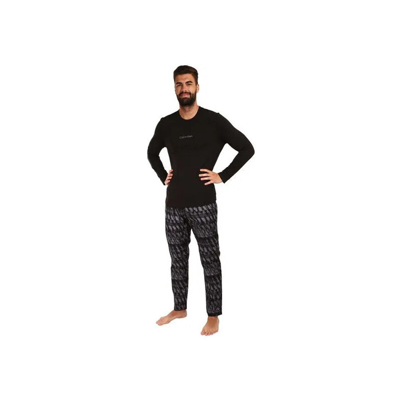 Pánské pyžamo NM2184E C76 černé s potiskem - Calvin Klein
