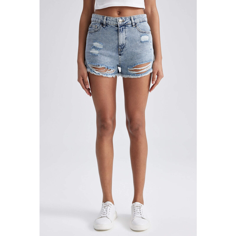 DEFACTO High Waist Crop-Tip Jean Shorts