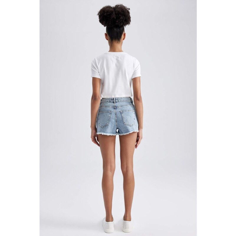 DEFACTO High Waist Crop-Tip Jean Shorts