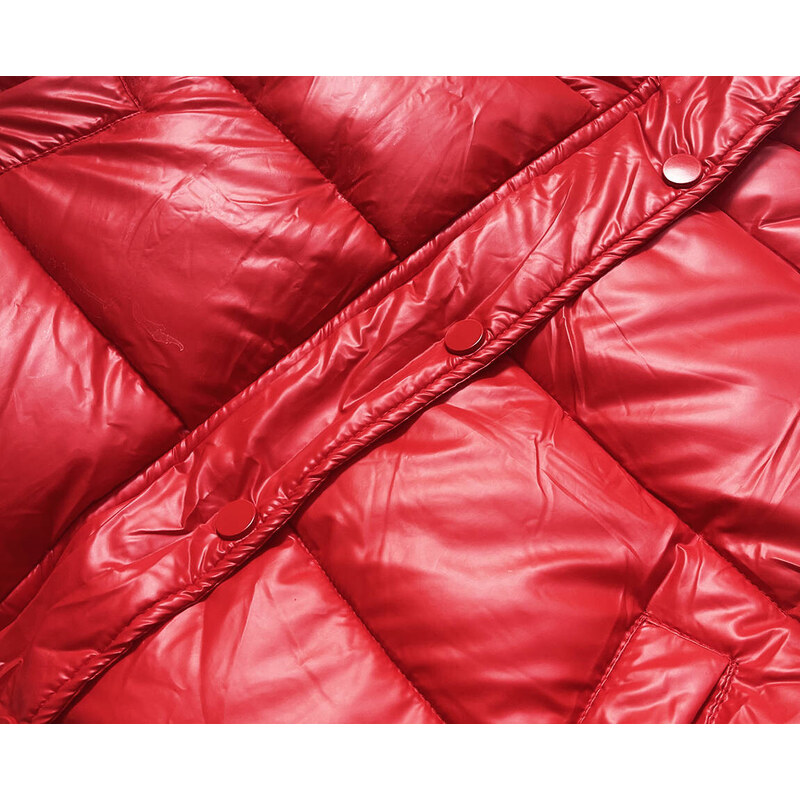 HONEY WINTER Krátká červená péřová bunda typu crop (D2-3831-16)