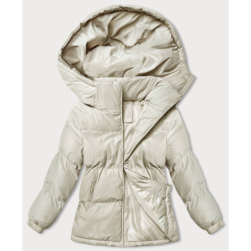 J.STYLE Světle béžová dámská zimní bunda s kapucí (5M3169-62)