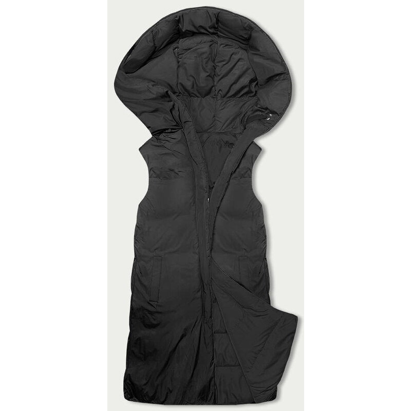 MELYA MELODY Černá oboustranná oversize vesta s kapucí (V724)