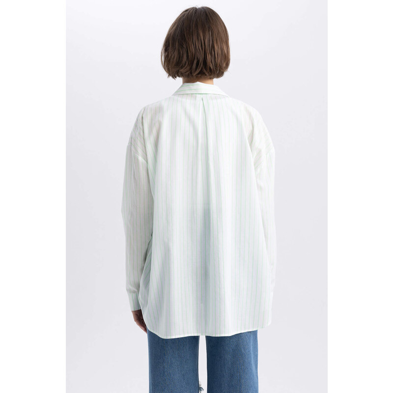 DEFACTO Oversize Fit Voile Printed Long Sleeve Shirt