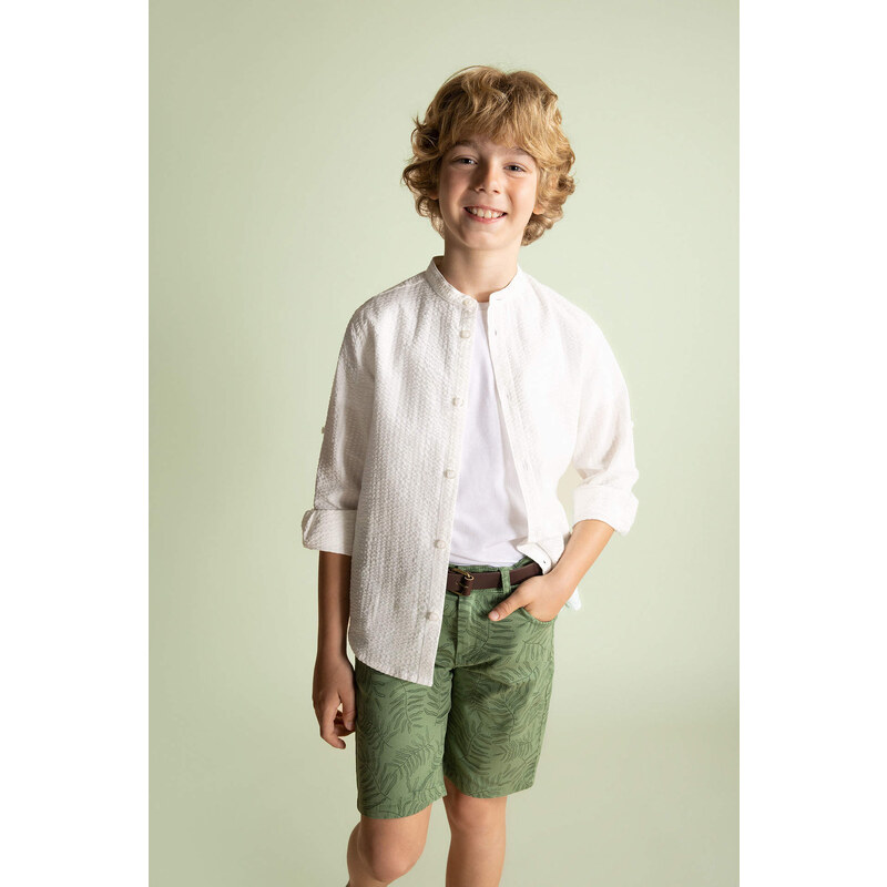 DEFACTO Boy High Collar See-through Long Sleeve Shirt