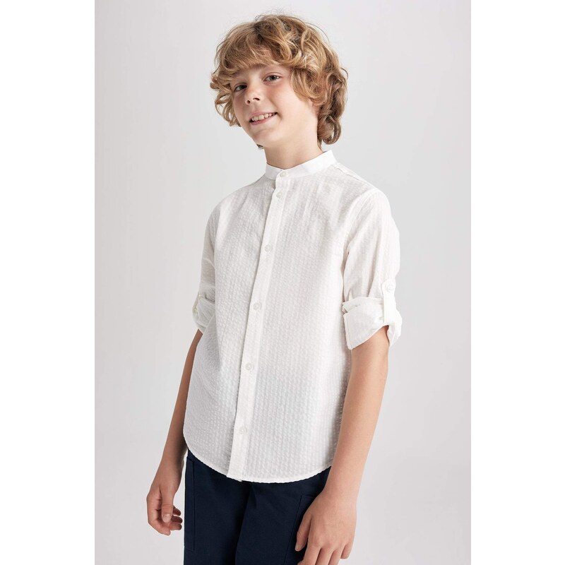 DEFACTO Boy High Collar See-through Long Sleeve Shirt