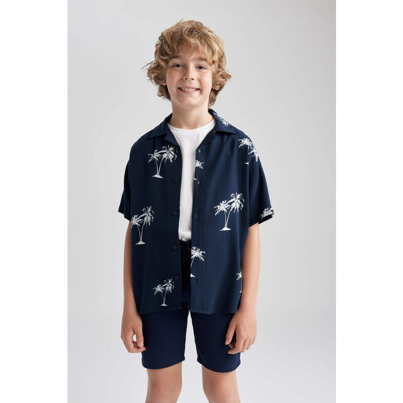 DEFACTO Boy Oversize Viscose Short Sleeve Shirt