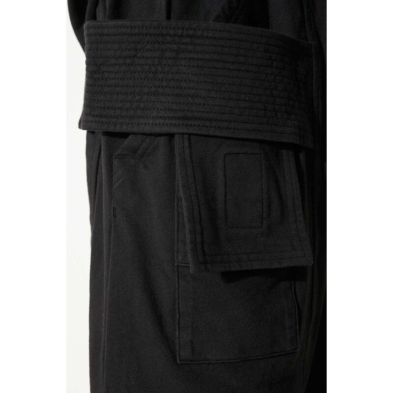 Bavlněné kalhoty Rick Owens černá barva, široké, medium waist
