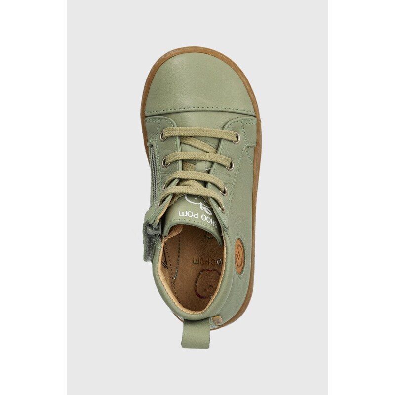 Dětské kožené sneakers boty Shoo Pom zelená barva