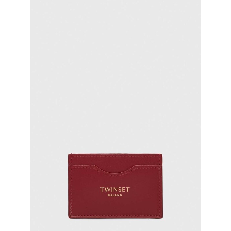Kožené pouzdro na karty Twinset vínová barva