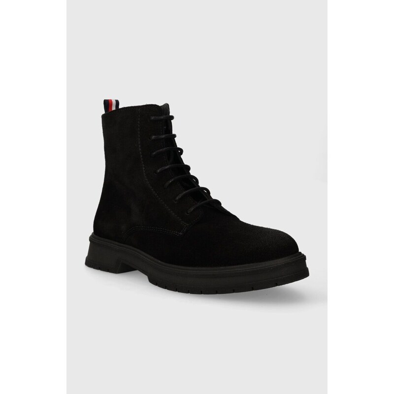 Semišové boty Tommy Hilfiger HILFIGER CORE SUEDE BOOT pánské, černá barva, FM0FM04674