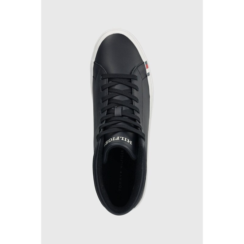 Kecky Tommy Hilfiger MODERN VULC LTH HI WL pánské, tmavomodrá barva, FM0FM04820