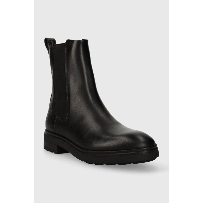 Boty s gumou Calvin Klein CLEAT CHELSEA BOOT - EPI MN MX dámské, černá barva, na plochém podpatku, HW0HW01699