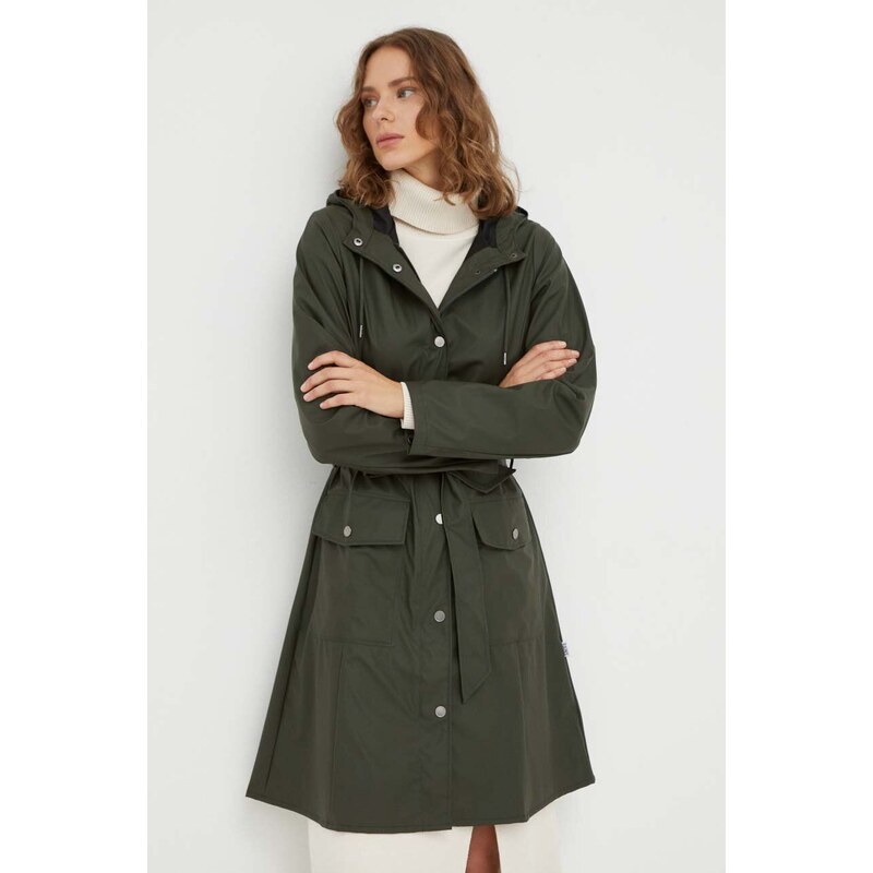 Nepromokavá bunda Rains 18130 Jackets dámská, zelená barva, přechodná