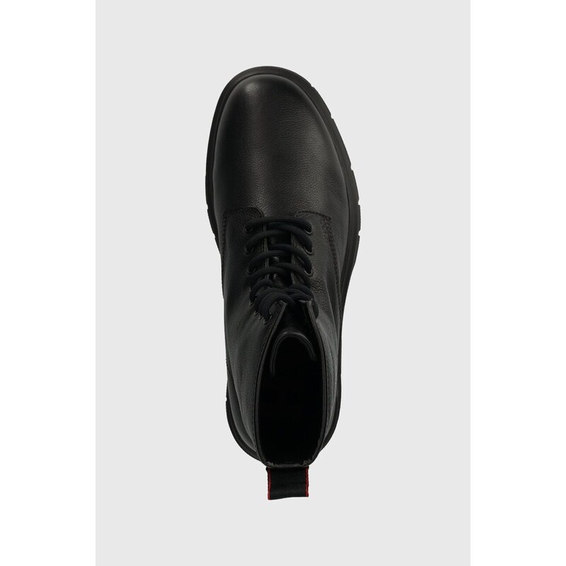 Kožené boty HUGO Ryan pánské, černá barva, 50503862