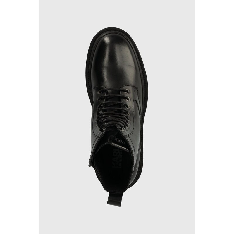 Kožené trapery Karl Lagerfeld OUTLAND pánské, černá barva, KL11260